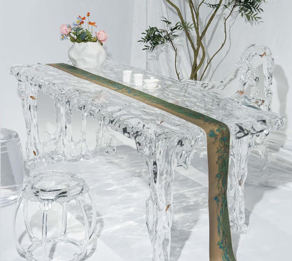 Tea room crystal furniture - serene Eastern tradition meets modern design | PlasioTech exclusive